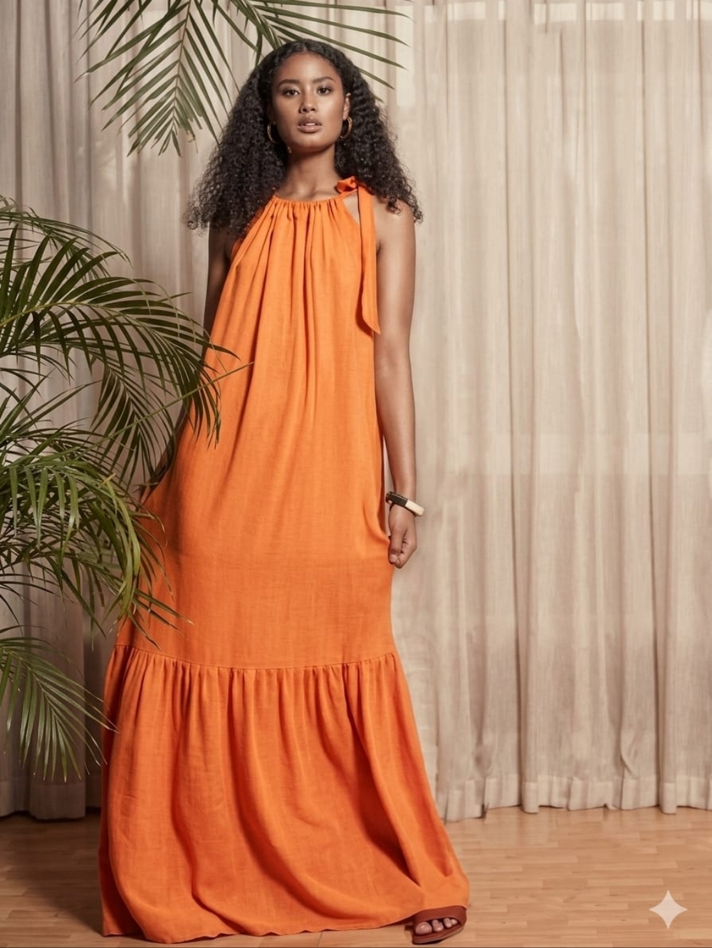 Diarrablu Sustainable Gnoor Papaya Orange Flowy Boho Dress Small NWOT 🍊🍊